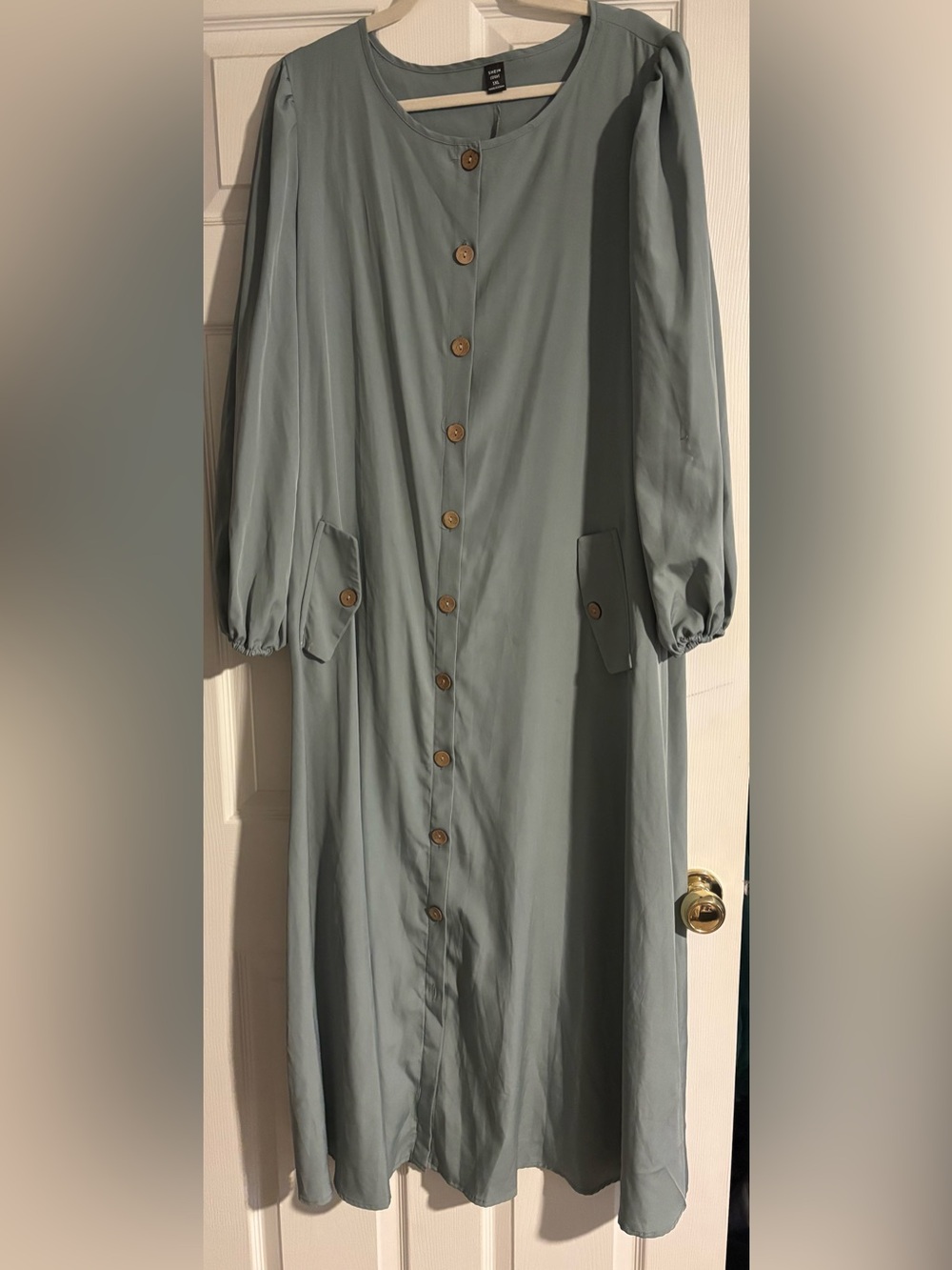 Button-Front Long Sleeve Dress